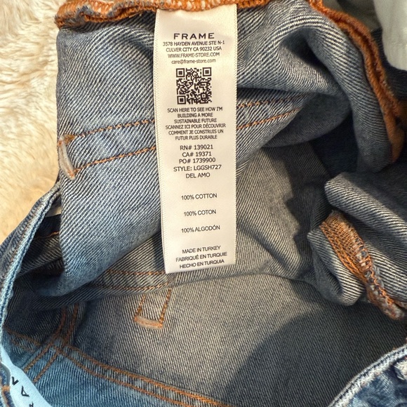 Frame Denim Rolled Hem Jean Shorts - Dark Blue - Picture 10 of 10